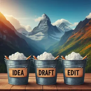 Three buckets: idea, draft, and edit (Generated with AI ∙ January 14, 2024 at 8:13 AM)